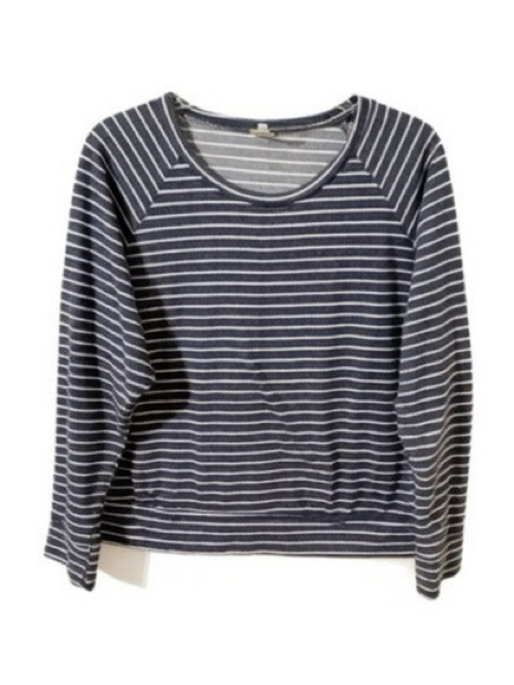 Blink Striped Rounded Neck Long Sleeve Slightly Cropped Boxy Sweatshirt 🩶🤍